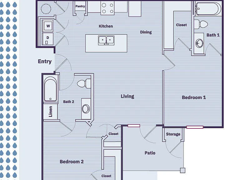The Sapphire: 2BR 2BA