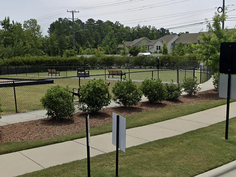 A street view of the community bark park from google maps.