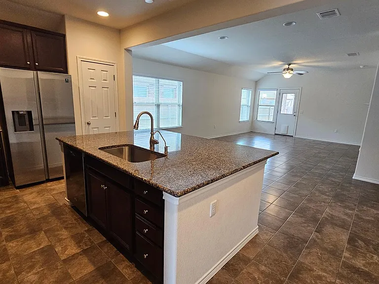 kitchen looking into living room