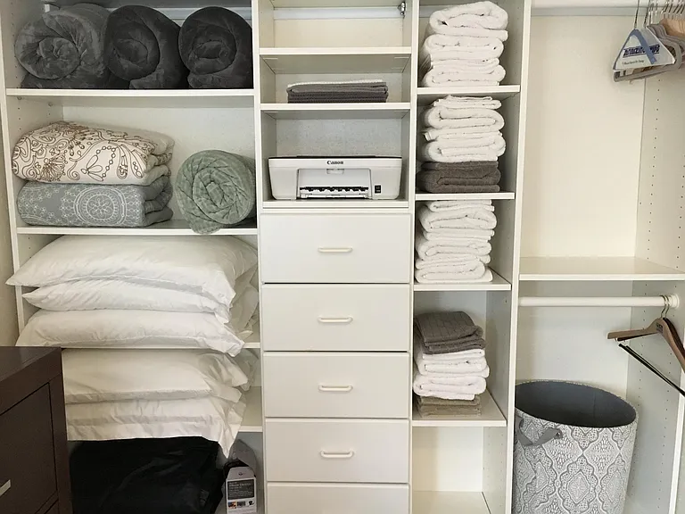 Closet area in one of the bedrooms.