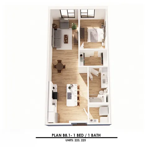 Floor plan B8-1 1X1