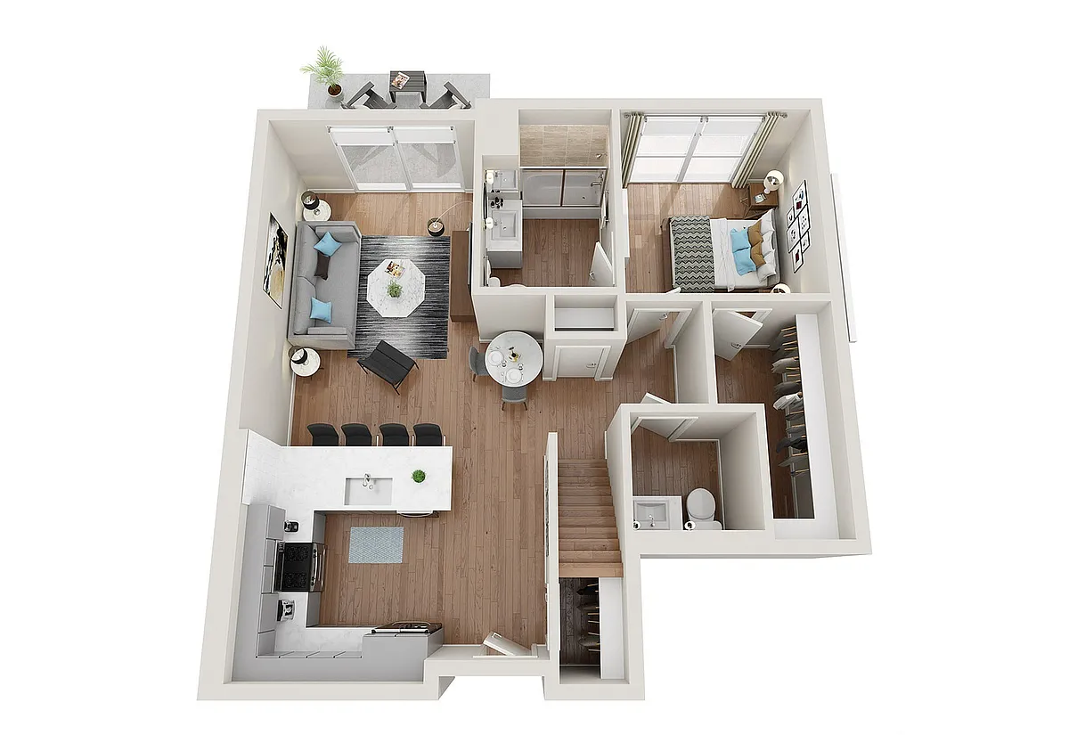 Floor plan 1x1 - Sage