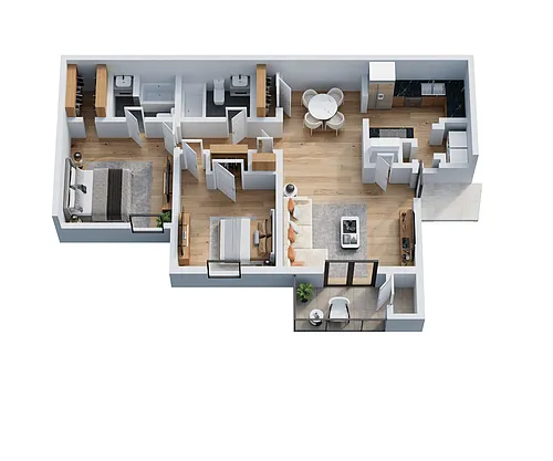 Floor plan 2 Bed | 2 Bath