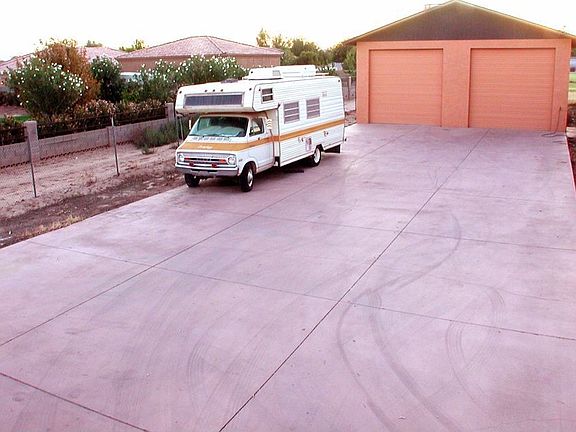 RV parking and shop at rear