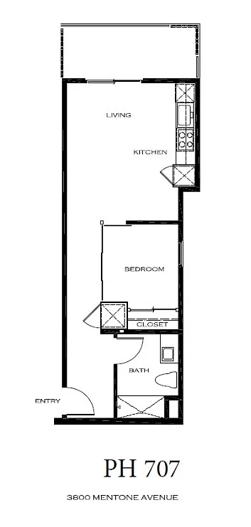 Floor plan Penthouse Urban 1 bedroom North-Facing Balcony