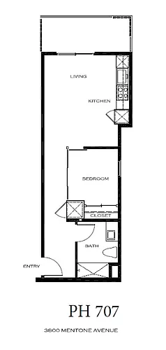 Floor plan Penthouse Urban 1 bedroom North-Facing Balcony