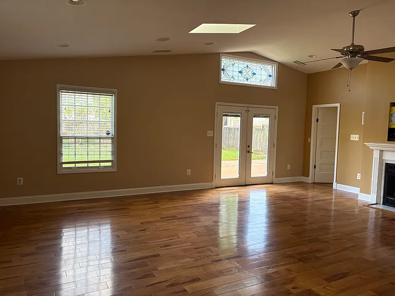 Family room with vaulted ceilings
