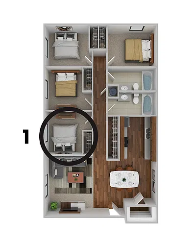 Floor plan Student Housing - Rent by the Room 1