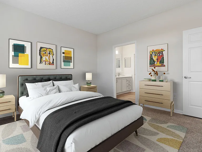 3 Bedroom Premium Renovated Bedroom with plush carpet.