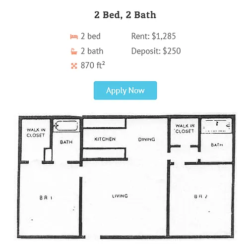 Floor plan 2 Bedroom 2 Bath