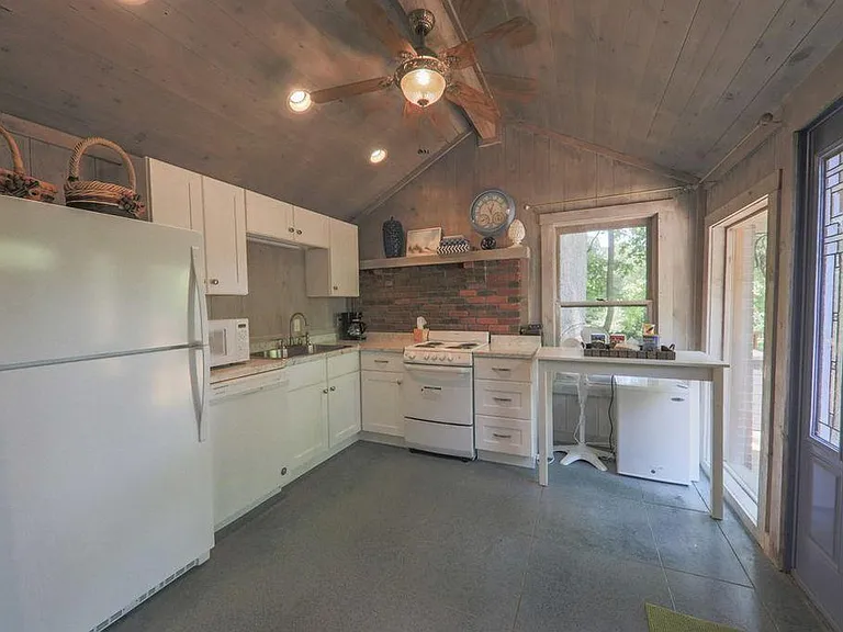 Kitchen area with river views.