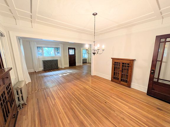 View from the end of the dining room towards front door