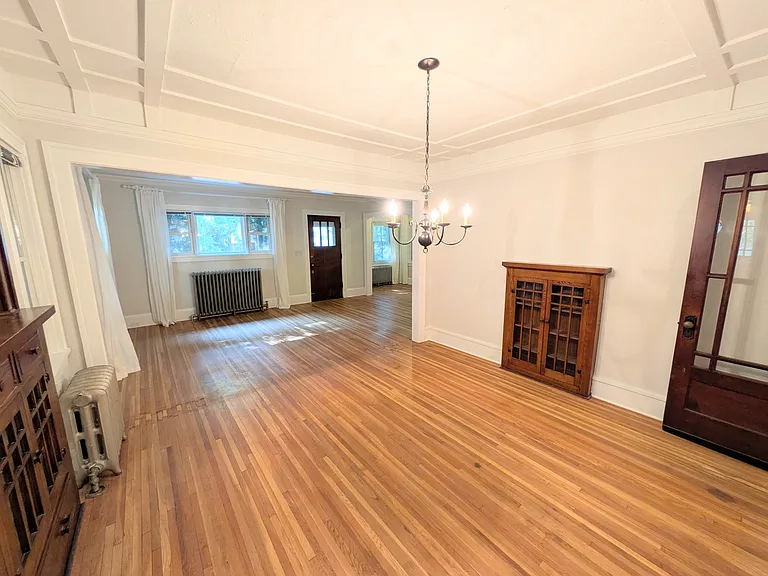 View from the end of the dining room towards front door