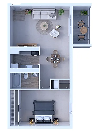 Floor plan 1 Bedroom / 1 Bathroom - 650