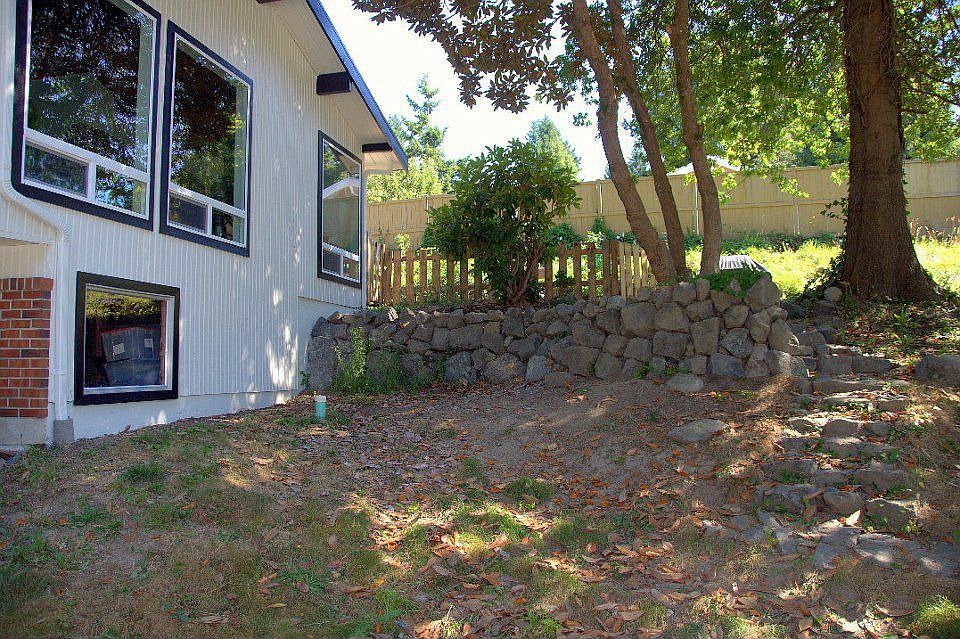 Hand laid rock walls and steps