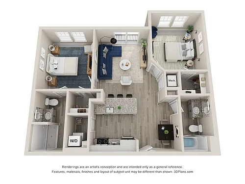Floor plan The Marina | 2 Bed | 2 Bath