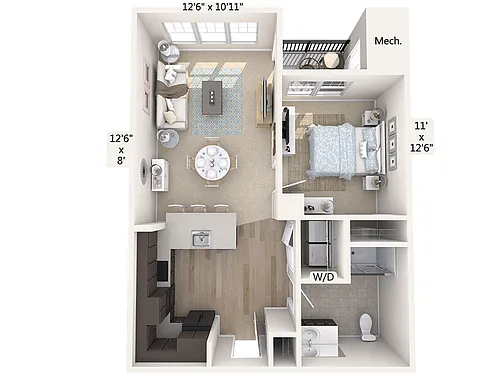 Floor plan A1-758sq-Shower-Black