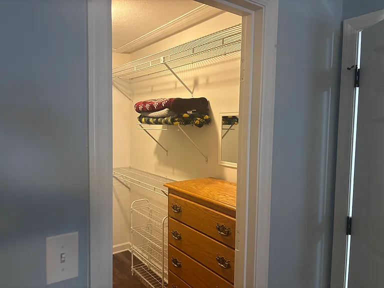 Your walk in closet with chest of drawers