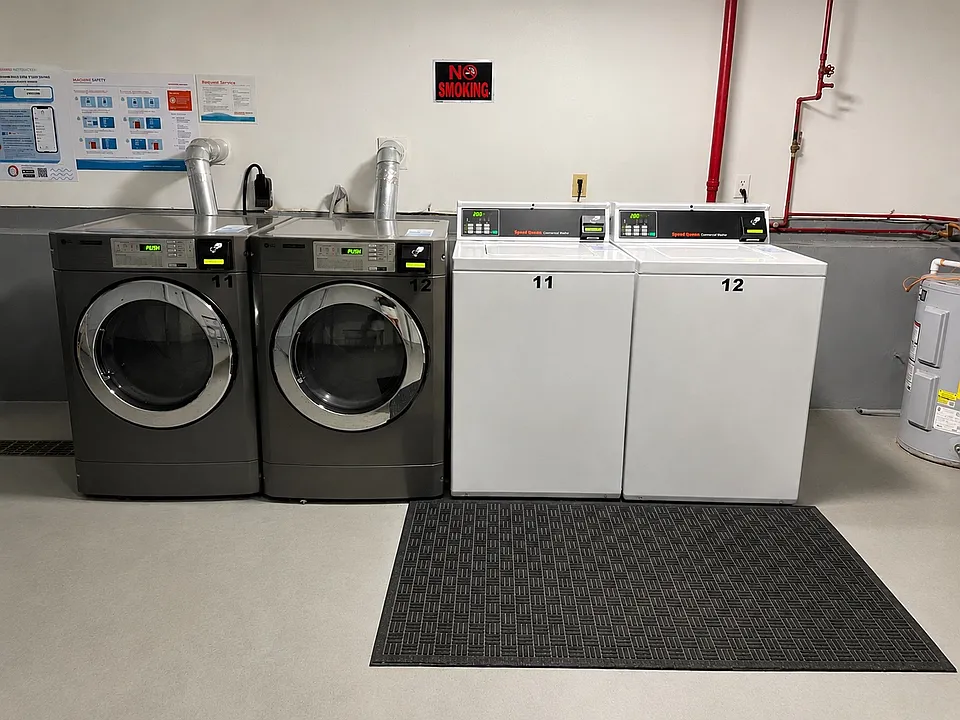 Newly installed washers/dryers -- in each building.