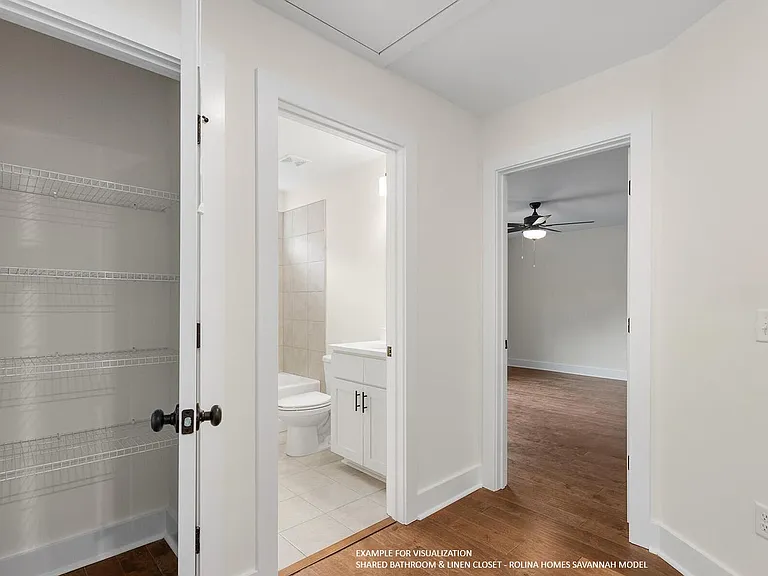 SHARED HALL BATHROOM & LINEN CLOSET (2ND FLOOR) PICTURE FROM A DIFFERENT SAVANNAH MODEL RECENTLY BUILT BY ROLINA HOMES