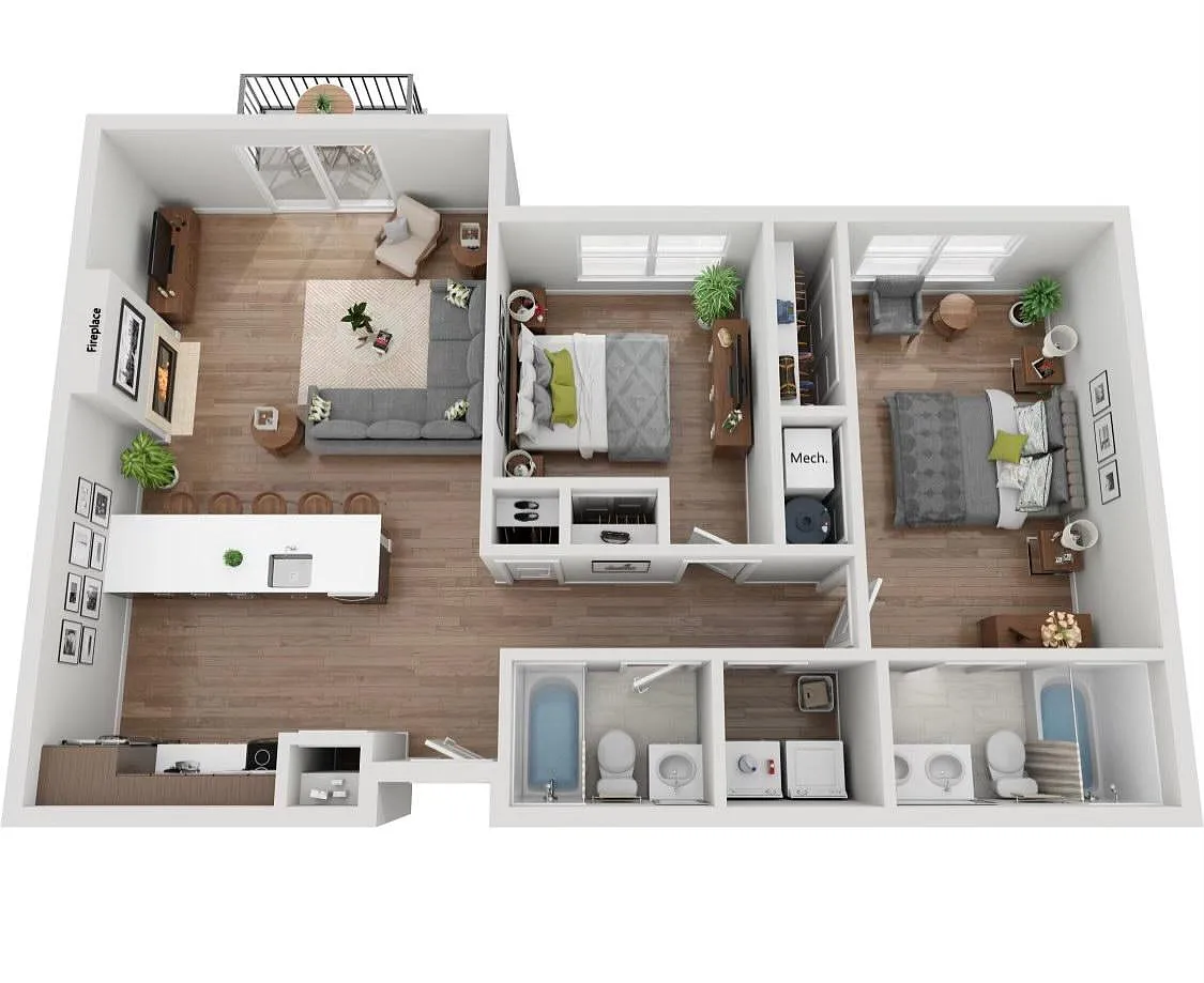 Floor plan 2 Bedroom/2 Bath