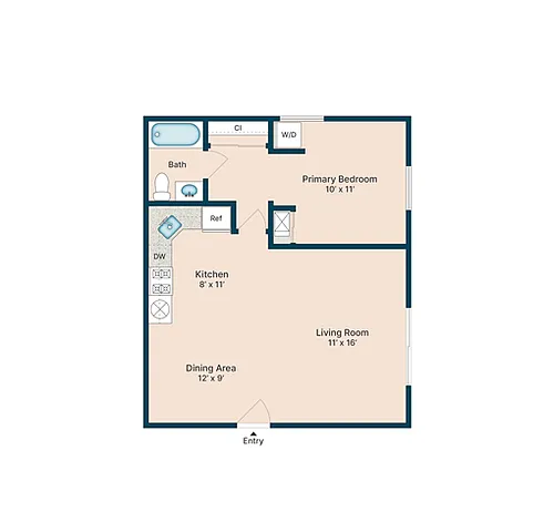 Floor plan 1 Bedroom 1 Bathroom