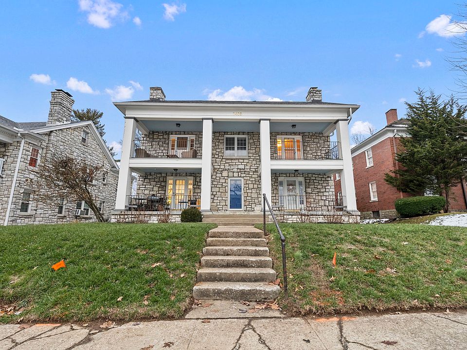 This is 1409 Fontaine! It's a stately, old fieldstone four-plex. The unit that's available is on the top right side of the building.