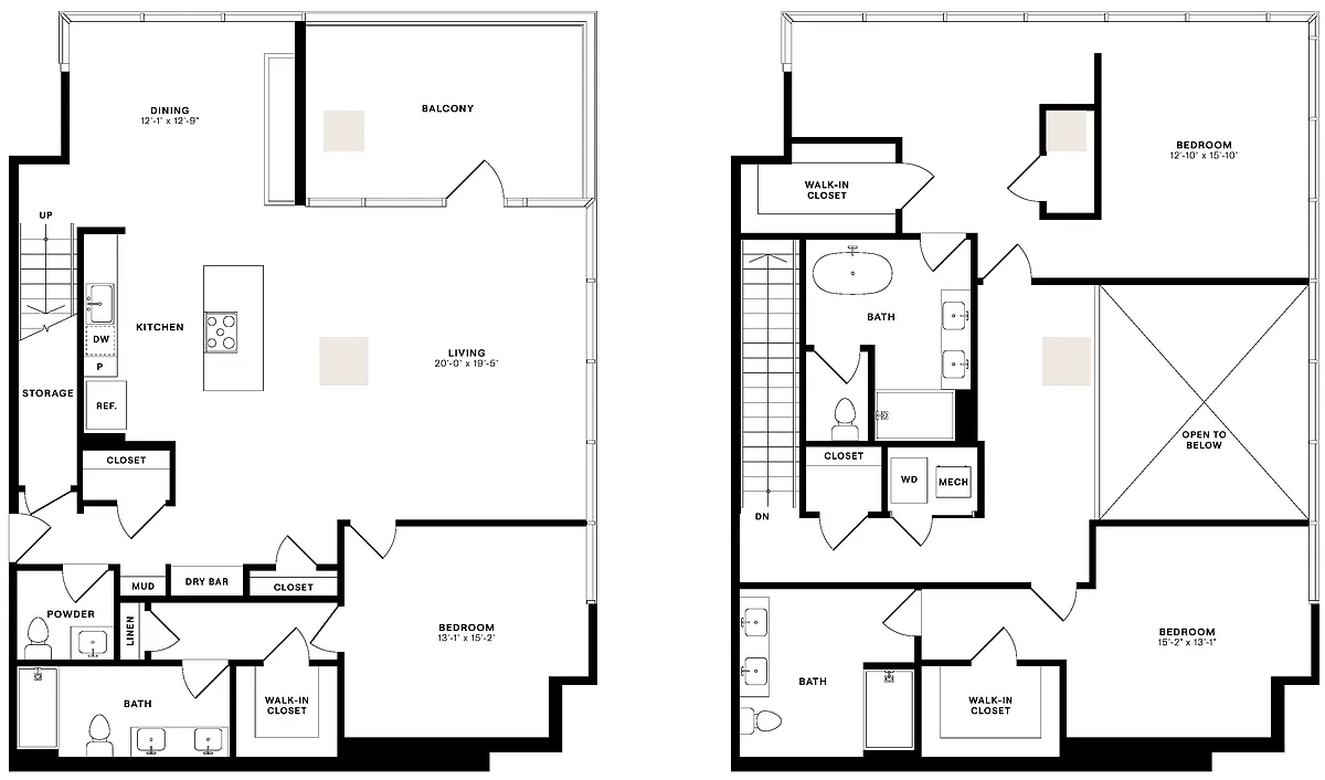 Floor plan 3 Bed/3.5 Bath-LOFT