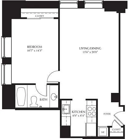 Floor plan 1Bedroom 1Bathroom