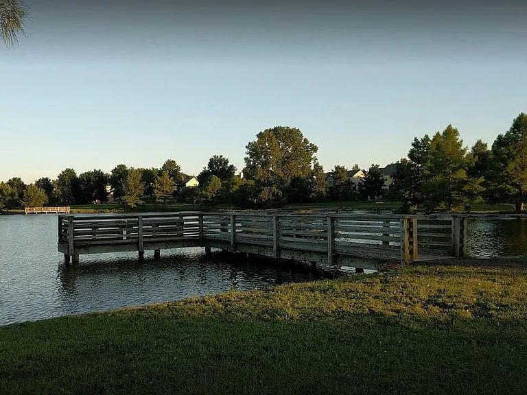 Neighborhood lake, fishing deck