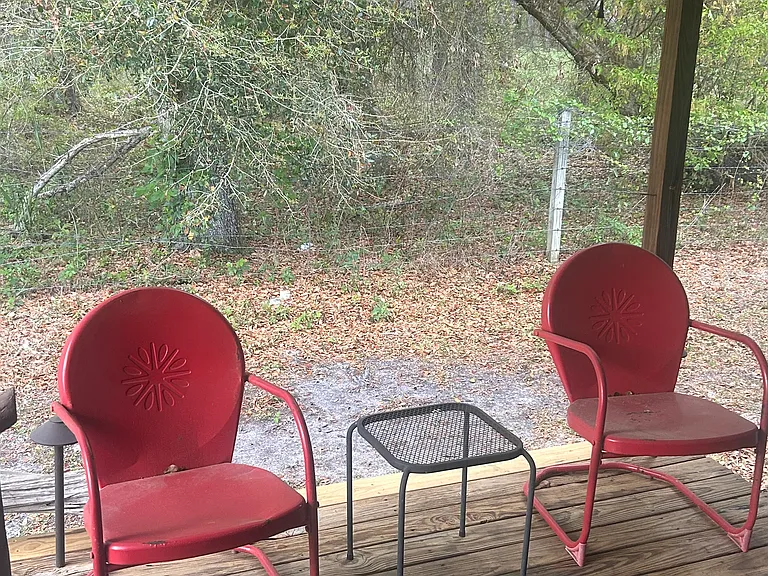 Back deck with two chairs