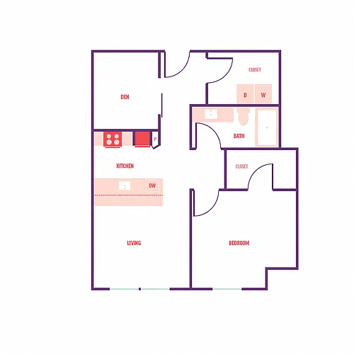 Floor plan 1x1+Den C2