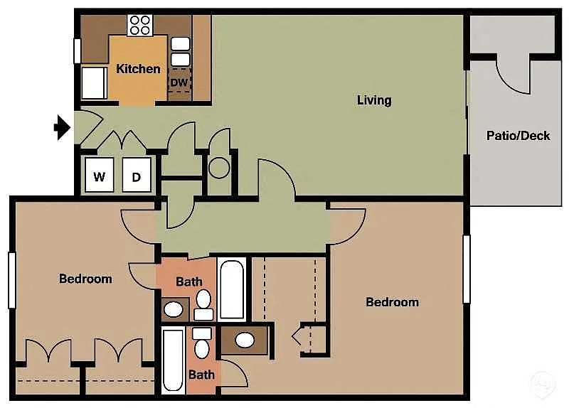 Floor plan Large 2 Bed 2 Bath