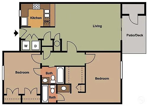 Floor plan Large 2 Bed 2 Bath