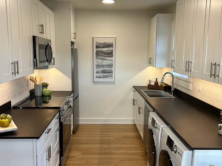 Abundant kitchen counters and cabinets