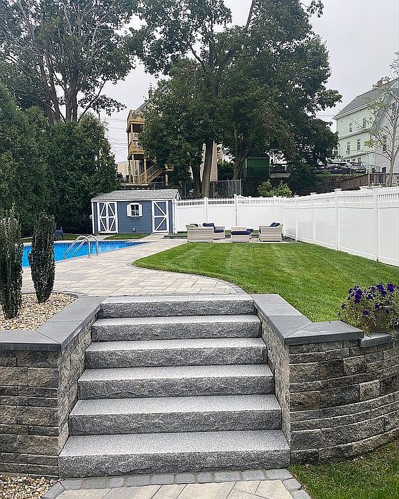New landscaping and pool are