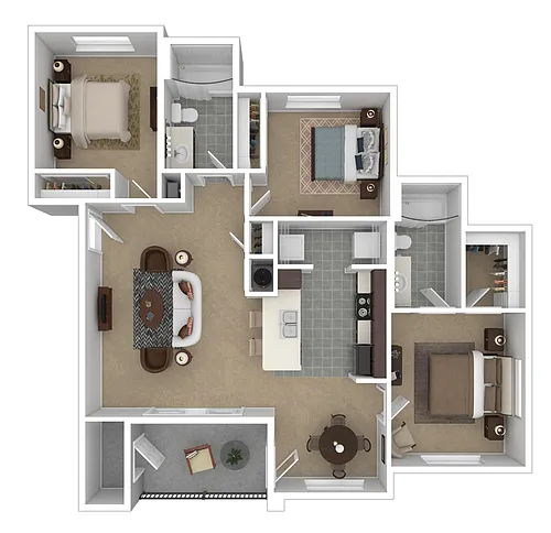 Floor plan 3 Bedroom 2 Bath