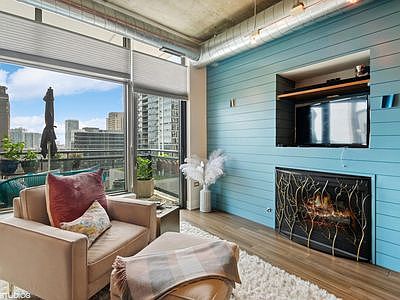 Living space and fireplace