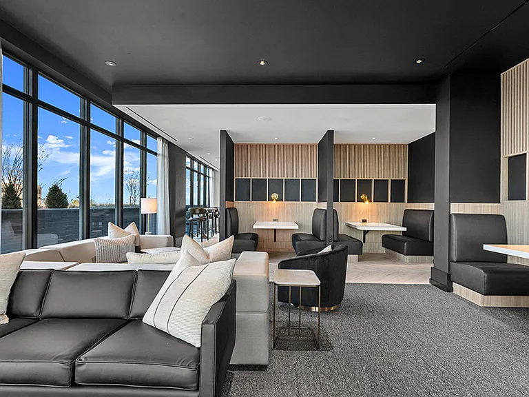 Co-working lounge with private and semi-private work stations