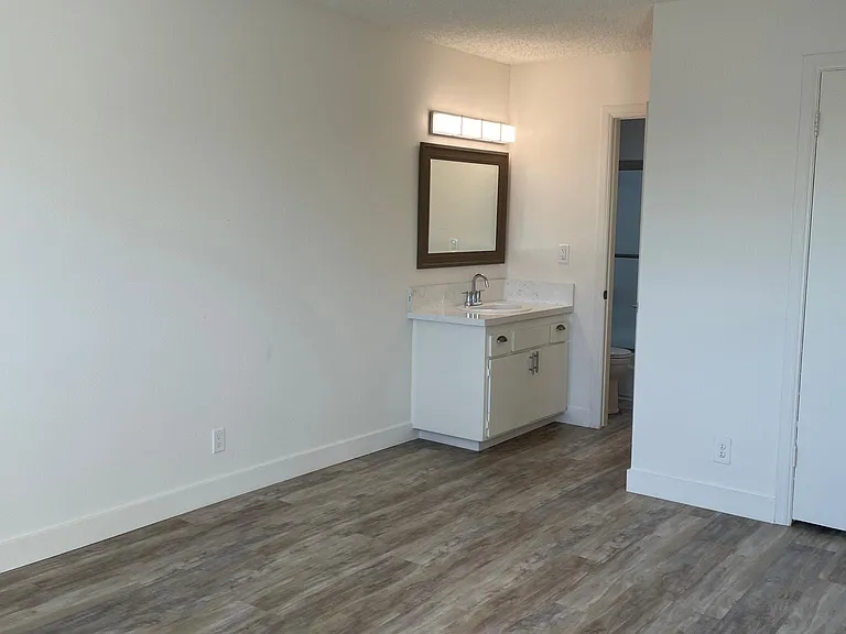 Flat level Primary bedroom with external sink area.
--
*Floor plans are digital renderings. All dimensions are approximate. Actual product and specifications may vary in dimension or detail. Not all features are available in every apartment. Prices and av
