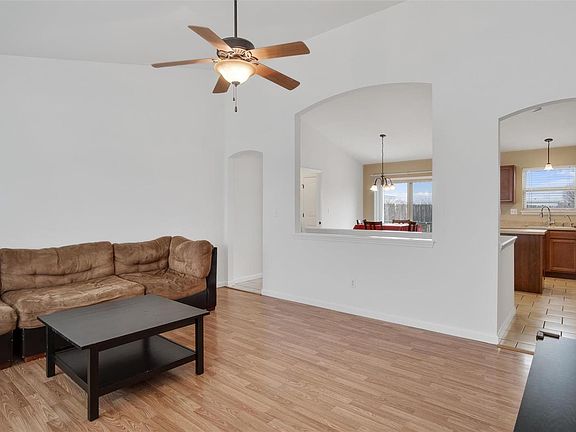 View into kitchen from great room.