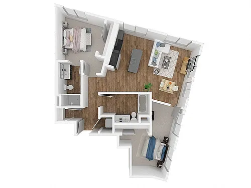 Floor plan 2 Bed, 2 Bath B2