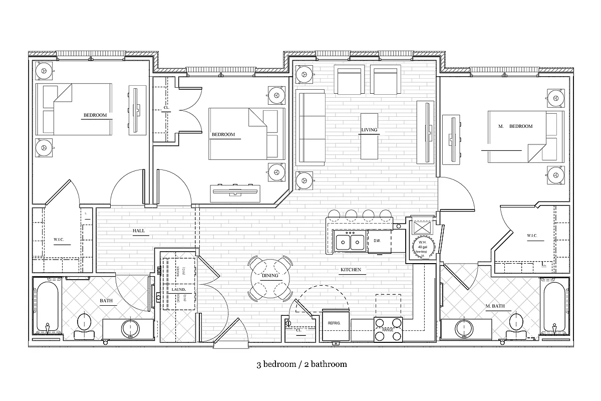 Floor plan 3 Bedroom | 2 Bath