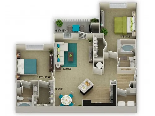 Floor plan Cumberland w/Screened In Patio or Porch
