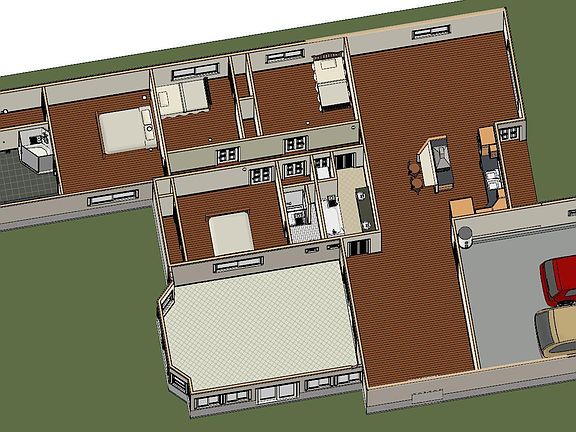 Aerial view of the house plan.