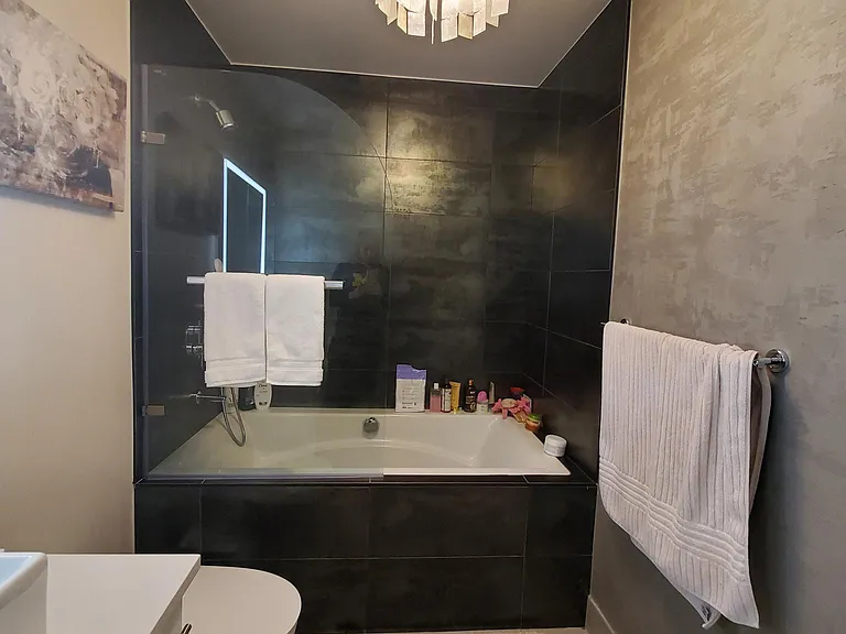 Remodeled bathroom with soaking tub