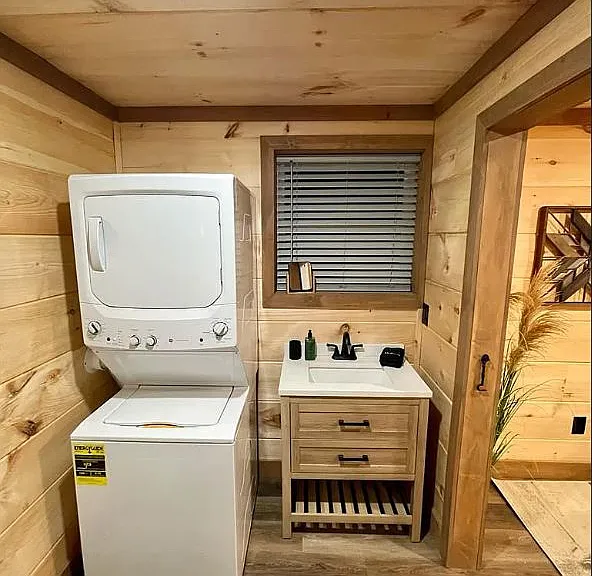 first floor bathroom with laundry