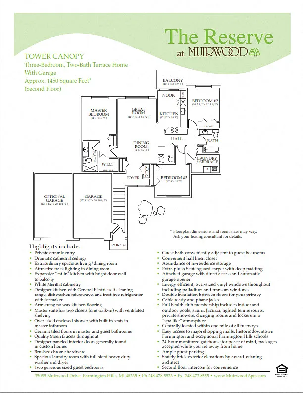 Floor plan The Tower Canopy - includes a 1 car attached garag