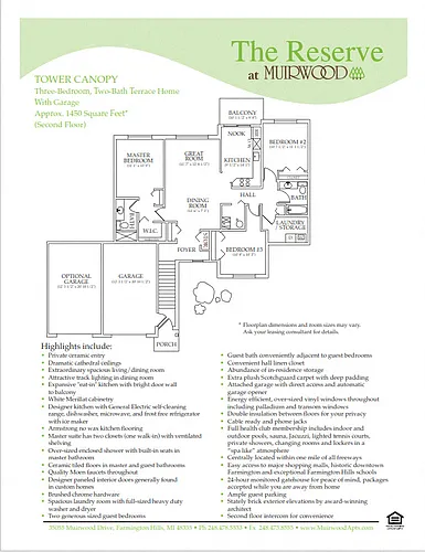 Floor plan The Tower Canopy - includes a 1 car attached garag