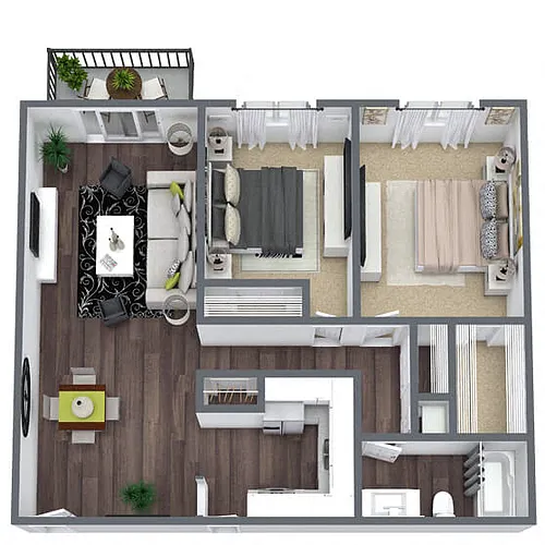 Floor plan B8: 2 Bed 1 Bath